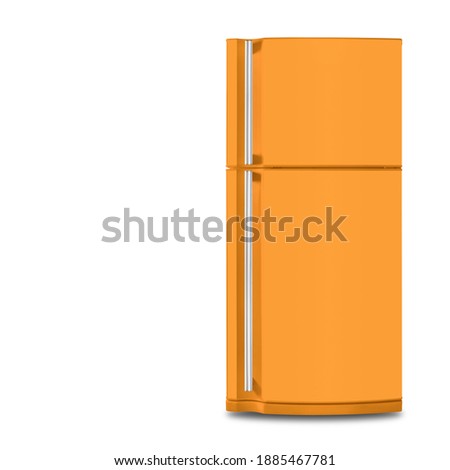 Major appliance - The orange Refrigerator fridge on a white background. Isolated Royalty-Free Stock Photo #1885467781