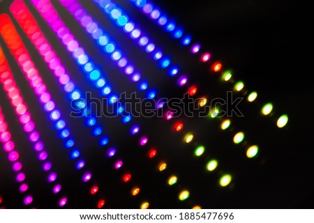 Colourful lights on black background. RGB LED strips, LED Matrix of WS2812B 