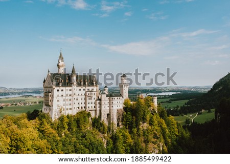 Neuschwanstein castle in a beautiful sunny day in autumn