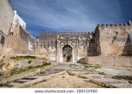 Ancient fortress in Madina. Old part of Tangier town, Morocco Royalty-Free Stock Photo #188550980