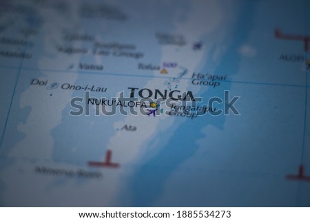 Nukualofa, the capital city of the Tonga on a geographical map Royalty-Free Stock Photo #1885534273
