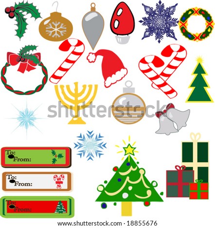 Christmas vector icons and tags for decorating scrap-booking web-pages and more