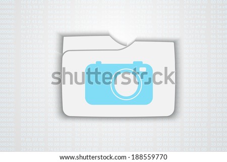 a blue vector folder icon with camera inside