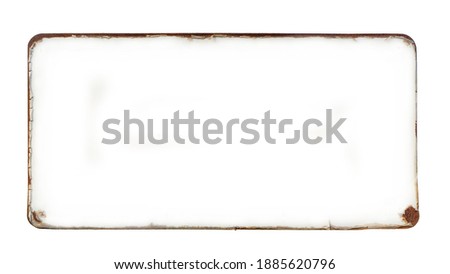 Old metal signs Rust, sun-dried, sifted paint  It's a frame with an empty space inside of your message. isolated on white background with outside path.   