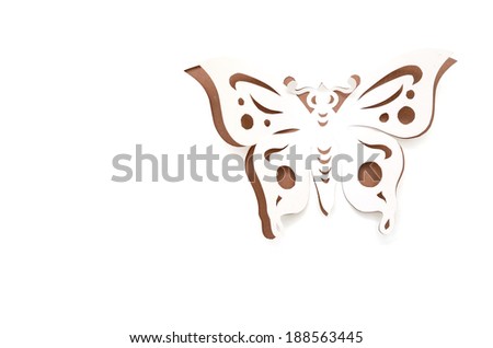 white greeting card with paper butterfly 