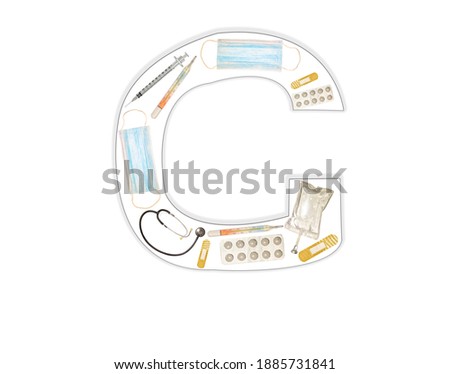 English letter G of medical instruments