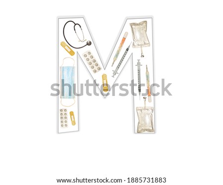 English letter M of medical instruments