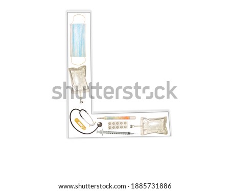English letter L of medical instruments