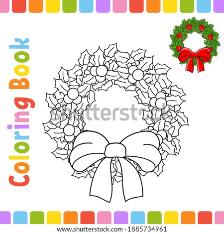 Coloring book for kids. Winter theme. Cheerful character. Vector illustration. Cute cartoon style. Fantasy page for children. Black contour silhouette. Isolated on white background.