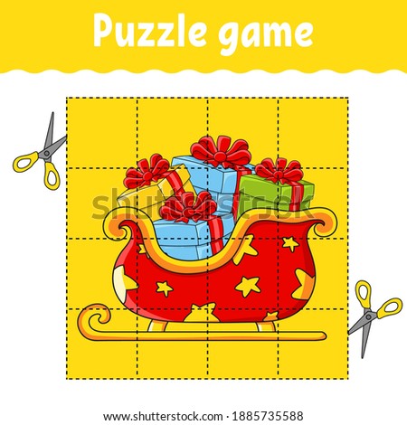 Puzzle game for kids. Winter theme. Education developing worksheet. Learning game for children. Color activity page. For toddler. Riddle for preschool. Isolated vector illustration in cartoon style.