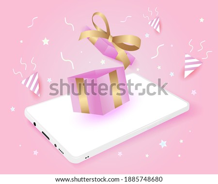 smartphone gift box valentine concept. vector illustration