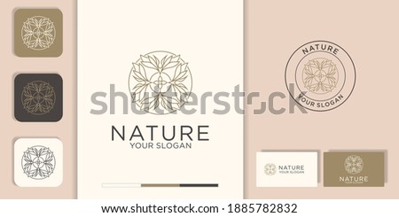 Creative flower leaf inspiration vector logo design template and business card