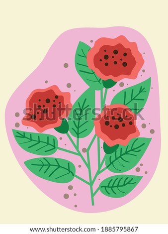 Vector abstract illustration of red poppies flowers in pastel colors