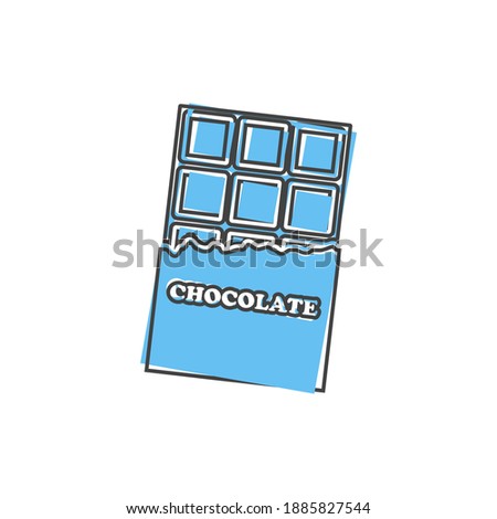 Chocolate bar vector icon cartoon style on white isolated background.