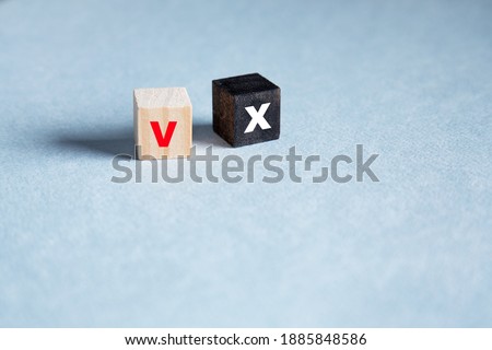 make a choice between two cubes on beautiful background. Business concept. Copy space.