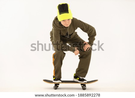 boy on a skateboard, photo on the white background