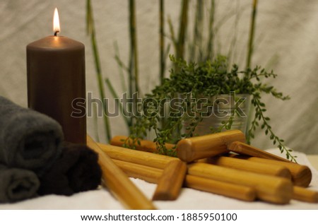 
people massage beauty relaxation bamboo spa candle