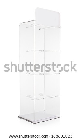 acrylic plexi stand for shop isolated on white