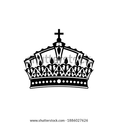 Jewelry treasure isolated crown with fleur-de-lis symbols. Vector royal headwear, victorian corona