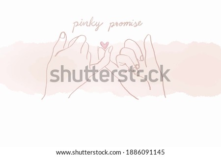 Vector of hand drawn of two hands making a promise. The concept for Valentine's day, lovers, love and trust.  Royalty-Free Stock Photo #1886091145