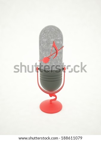 Funny retro microphone isolated on white. Musical award.