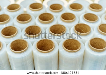 Stretch film in rolls. Manufacture and sale of plastic products. Close-up