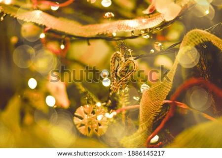 christmas tree decoration bokeh effect background