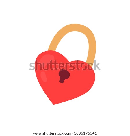 Heart-shaped padlock in hand-drawn style. Vector illustration for creating a design for Valentine's Day.