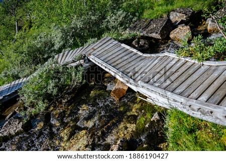 Simple old footbridge in Norway