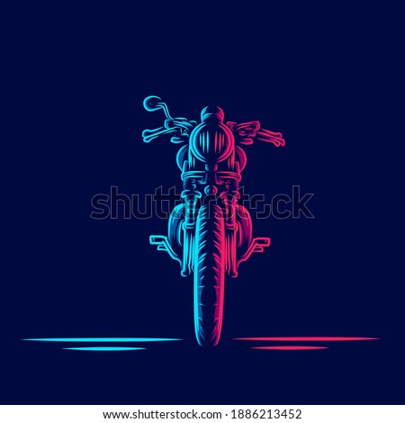 Vintage Motorcycle Bike Line. Pop Art logo. Colorful design with dark background. Abstract vector illustration. Isolated black background for t-shirt, poster, clothing, merch, apparel, badge design