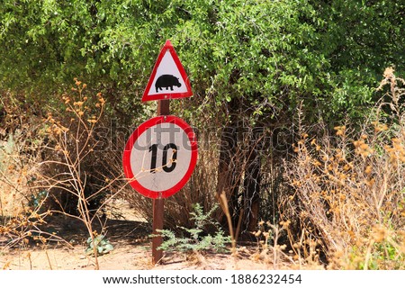 Road sign with a hippopotamus - Namibia Africa