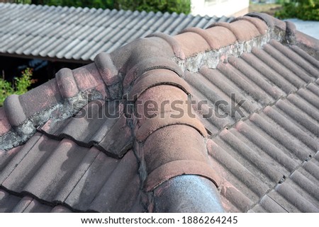Top view of roof tiles textured background.