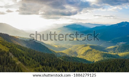 Astonishing sunset over Maramuresului Mountains, Carpathians, Romania
 Royalty-Free Stock Photo #1886279125