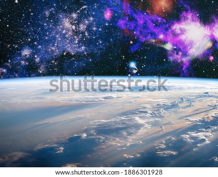 View from earth to beautiful space, landscape of space . Starry outer space. This image elements furnished by NASA