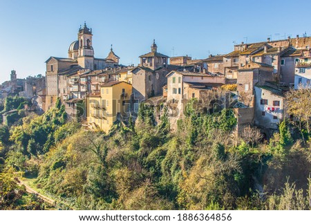 Ronciglione, Italy - one of the pearls of Viterbo province, Ronciglione is one of the most enchanting villages of central Italy. Here in particular a glimpse of the old town Royalty-Free Stock Photo #1886364856