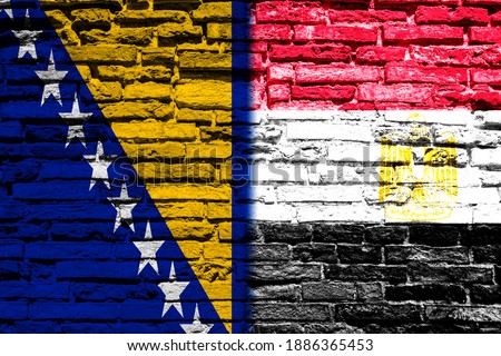 Flag of Bosnia and Egypt on brick wall