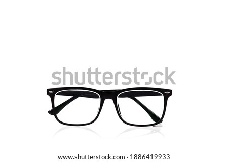 Plastic stylish glasses for office work or reading on white isolated background