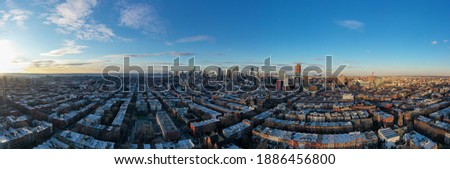 Aerial view of the Manhattan and Brooklyn skyline from Prospect Heights, Brooklyn.