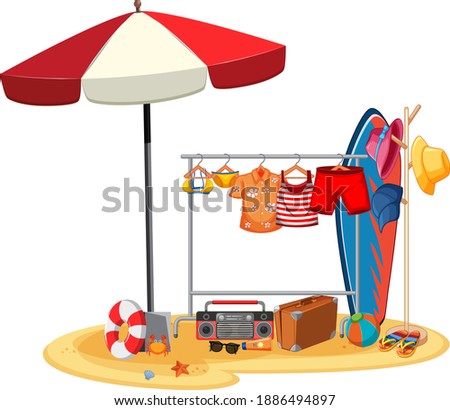 Summer clothes hanging isolated illustration