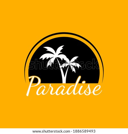 logo and icon of an exotic island, coconut trees are the main object in this logo. Vector logo design template. Concept for travel agencies, tropical resorts, beach hotels, spa. simple and clean
