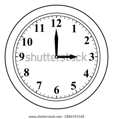 clock line vector illustration,isolated on white background,top view
