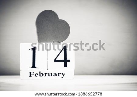 perpetual calendar for February 14 and heart, valentine's day holiday