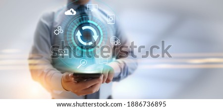 Update software application and hardware upgrade technology concept. Royalty-Free Stock Photo #1886736895