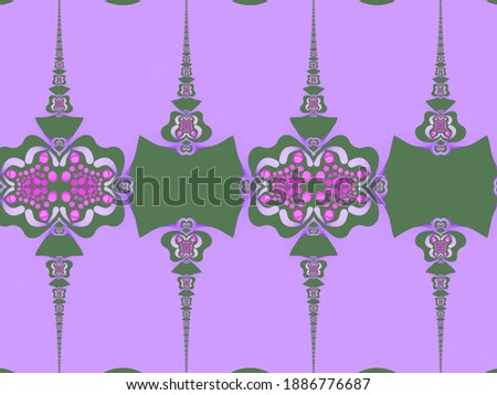 A hand drawing pattern made of pink shades on a green background 