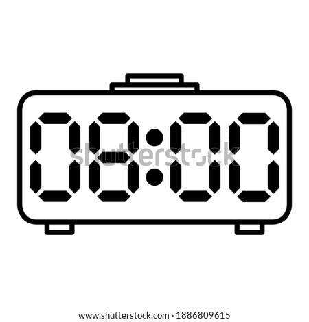 Digital clock icon in trendy outline style design. Vector illustration isolated on white background.