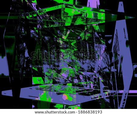 Abstract background in blue and green, with a spectacular rhythm and dark accents. Surreal image in a modern style. For your wallpapers, art projects and works.