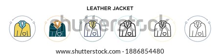 Leather jacket icon in filled, thin line, outline and stroke style. Vector illustration of two colored and black leather jacket vector icons designs can be used for mobile, ui, web