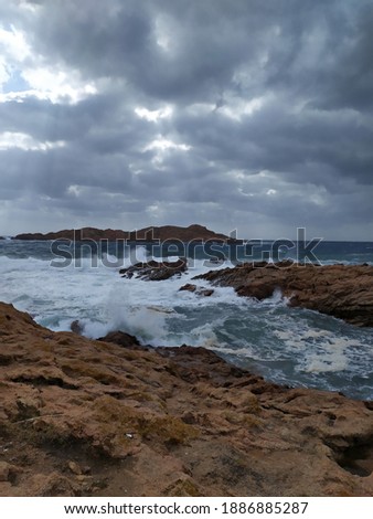 Italy, Sardinia Island: Stormy sea.