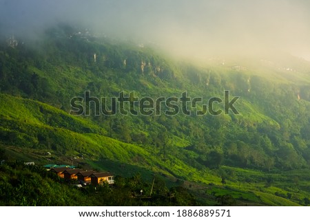 The landscape photo Residential house in the middle of the valley