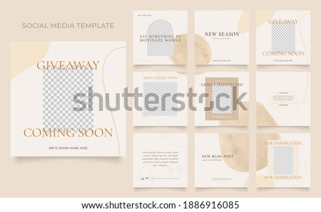 social media template banner blog fashion sale promotion. editable square post frame puzzle organic sale poster. black grey white vector background Royalty-Free Stock Photo #1886916085
